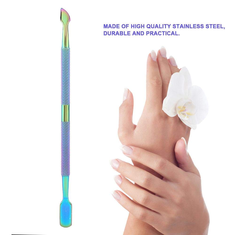 Cuticle Pusher Push Cuticles Removal Tool Rainbow Color Stainless Steel Cuticle Pusher Stainless Steel Nail Dead Skin Removal Nail Art Manicure Tool(F505) - Image 3