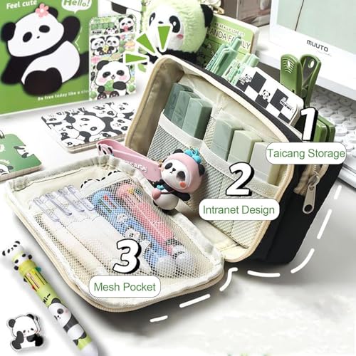 Image of Zibuyu Large Capacity Pencil Pouch for Girls & Boys, 9-Layer Pencil Case | Clear Mesh Pockets, Multipurpose Pouch for Stationery Items, Makeup, Accessories, Black