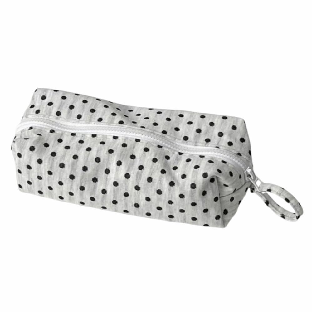 Ins Casual Style Polka Dot Pencil Case, Stationery Organizer for Students, Makeup Bag(White)