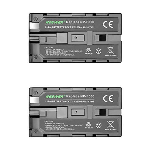 Neewer (2Pack) 2600mAh Sony NP-F550/570/530 Replacement Battery for Sony HandyCams, Neewer Nanguang CN-160,CN-216,CN-126 Series and Other LED On-Camera Video Lights Which Using NP-F550