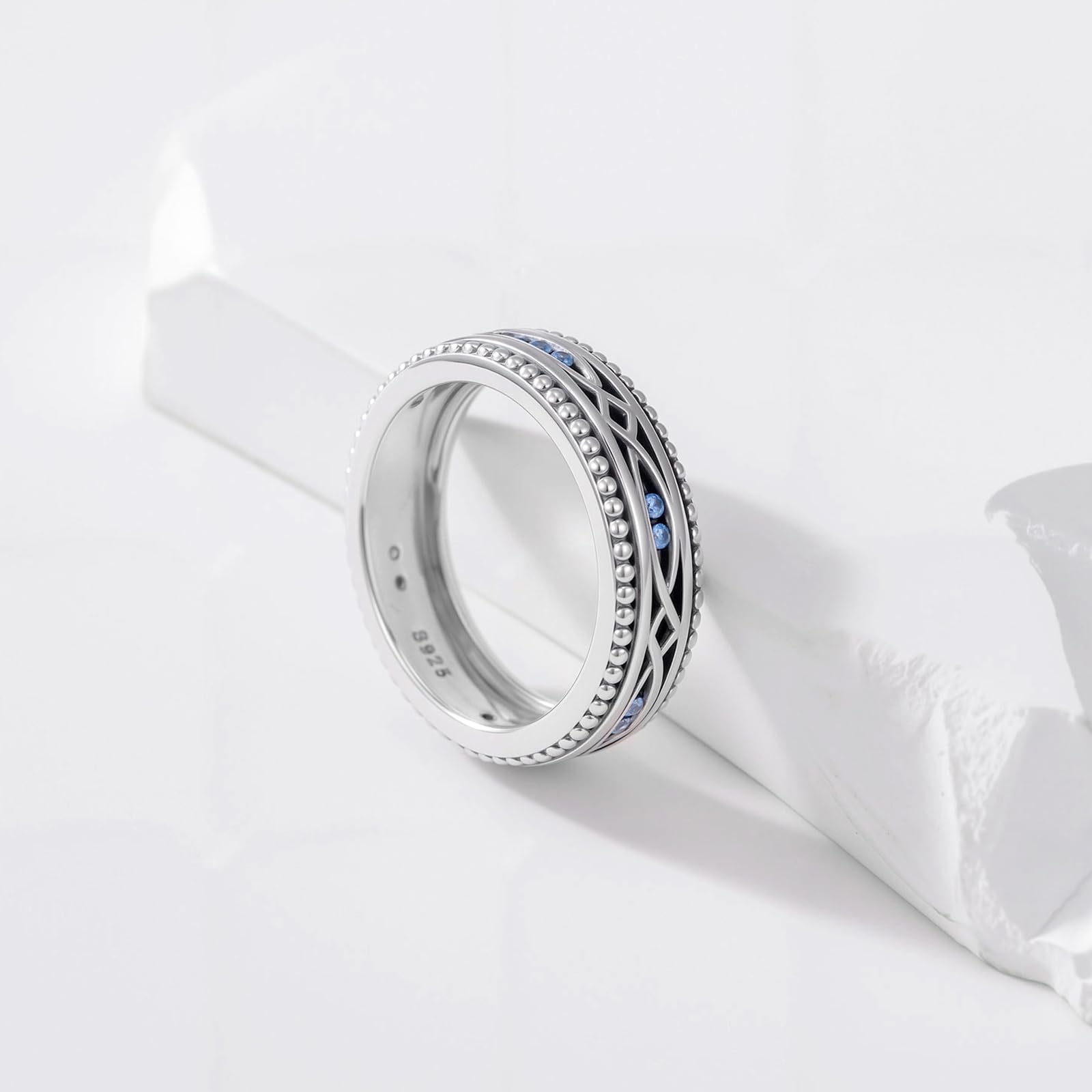 REDSUN Evil Eye Ring S925 Sterling Silber Böser Blick Geschlossener Ringe #6-12 Schutzring Nicht drehbarer Amulett Geschenk Schmuck für Herren Damen Mädchen Mutter