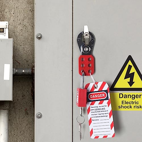 Image of Lock Out Tag Out Hasp,10Pack Tamper-Proof Stainless Steel Padlock Hasp with Extended Jaw,Red 1 inch Jaw Diameter Stainless Steel Lockout Hasp,Nylon Handle,Tamper-Proof and Impact-Resistant