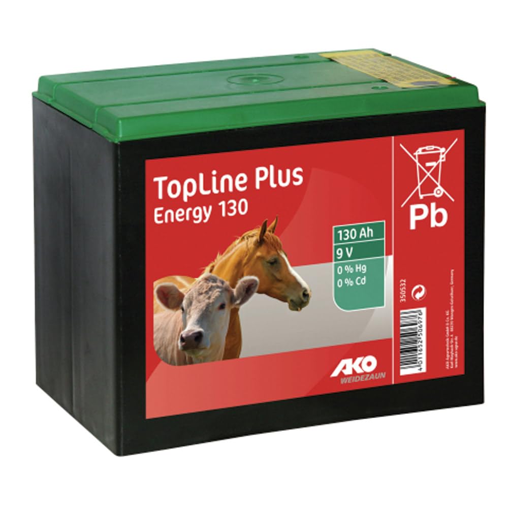 AKO Alkaline Trockenbatterie 9 Volt, 170 Ah, Weidezaunbatterie, 190 x 125 x 160 mm, kadmiumfrei, quecksilberfrei, 350528