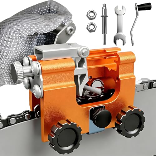ProfiSaw Chain Sharpener Portable Hand Cranks Chainsaw Sharpener Kit Chain The Precise Universal Sharpener for All Chainsaws| Razor Sharp in Minutes| Orange