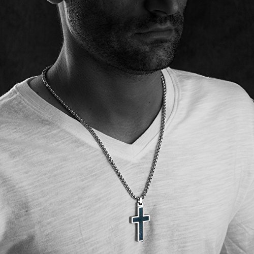 Unique GESTALT® Tungsten Cross Pendant with 4mm Surgical Stainless Steel Box Chain.3