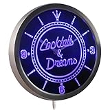 ADVPRO nc0308-b Cocktails & Dreams Bar Wine Neon Sign LED Wall Clock