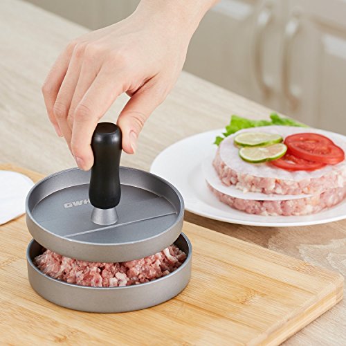 GWHOLE Non-Stick Burger Press Aluminum Hamburger Patty Maker with 100 Wax Papers for BBQ Grill GWHOLE Non-Stick Burger Press Aluminum Hamburger Patty Maker with 100 Wax Papers for BBQ Grill