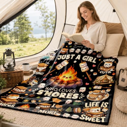 Just a Girl Who Loves S'mores Blanket,Marshmallow Blanket,Camping Blankets - image 5