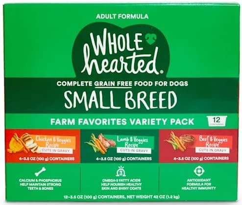 Miniatura 1 de WholeHearted - Paquete variado de alimentos húmedos para perros adultos sin granos o picados en salsa, 3.5 onzas (12 cortes)
