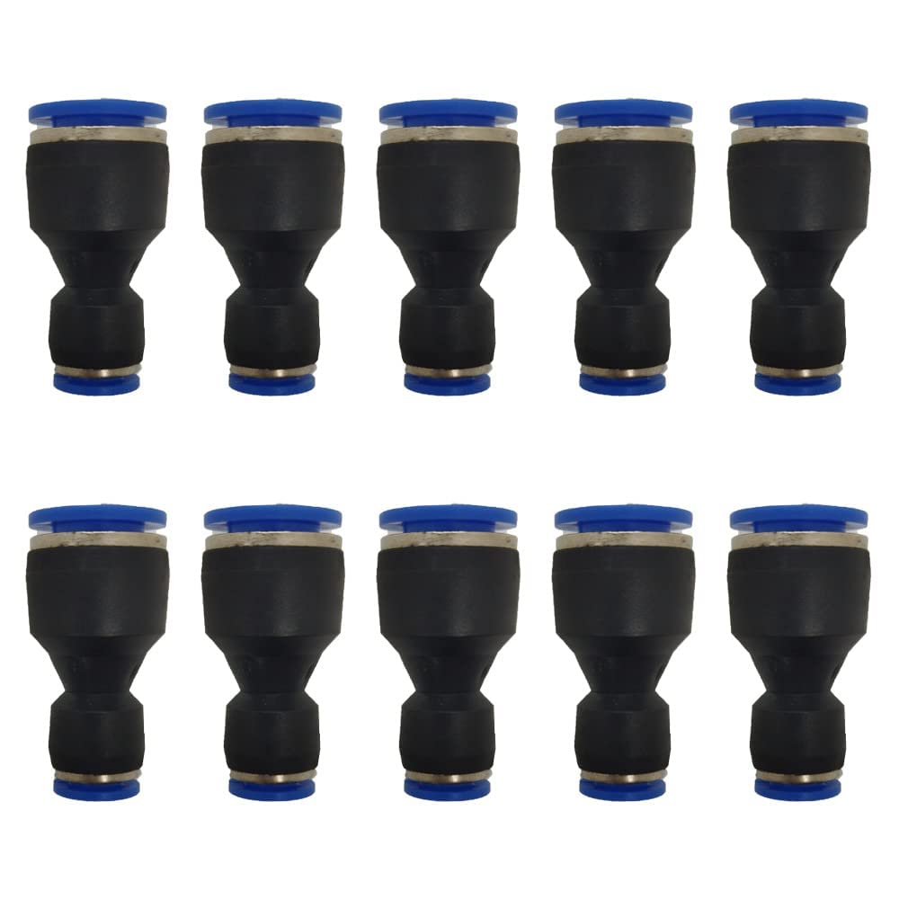 10mm OD x 6mm OD Pneumatic quick Connector Push to Connect fittings Straight reducer Union/Coupler (Pack of 10)