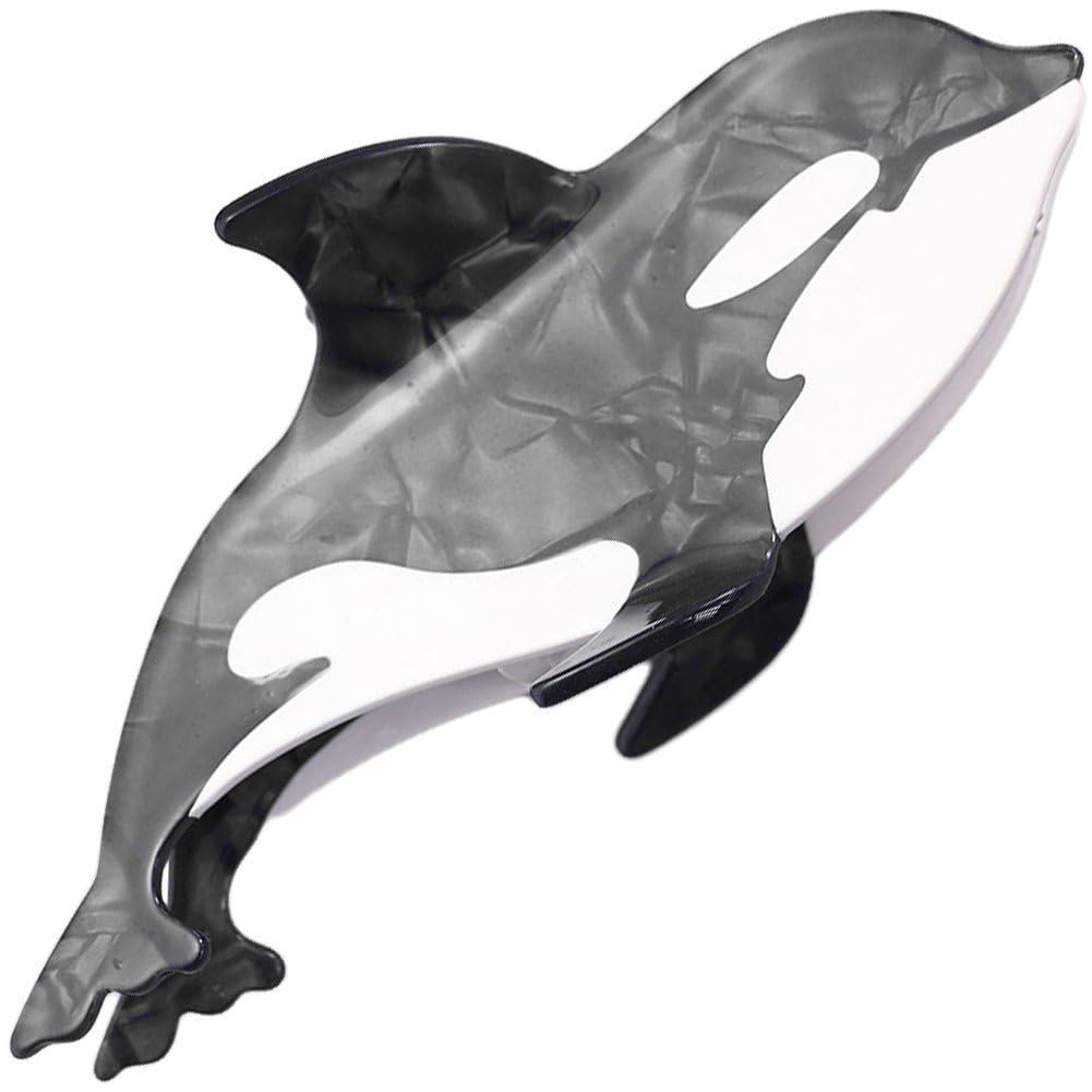 Hrippy Women's Grey Animal Whale Shape Hair Claw Clip For Thick Heavy Hair Grip Hair Catch Barrette Jaw Clamp For Hair Accessories