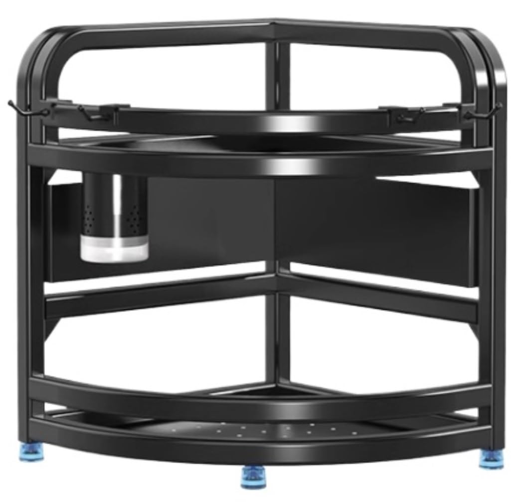 HADECOLL Spice Rack 201 Stainless Steel Kitchen Storage Rack Spice Organizer Shelf Countertop Kitchen Organiser,Black-2-Tier