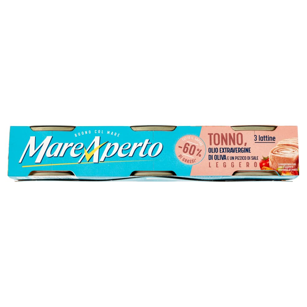 Italian Gourmet Tonno Leggero Thunfisch in Olivenöl 12 x 3 x 60g Dose | Con un filo di extravergine e sale, zart im Geschmack, leichte Rezeptur für, Gesamtnettogewicht 180 g + Kostenlos Polpa 400g
