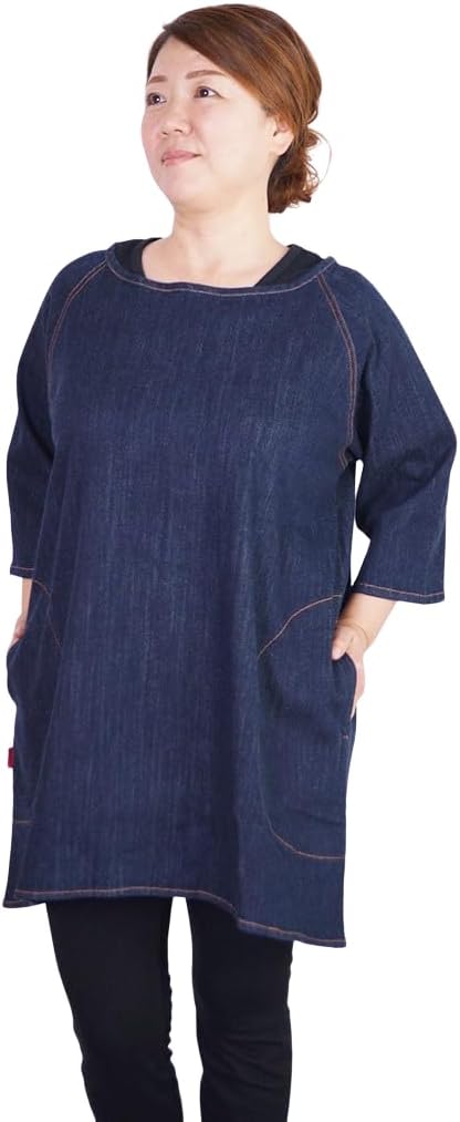 やわらかデニムの割烹着 ハンドメイド やわらかデニムの割烹着 やわらかデニムの割烹着 ハンドメイド やわらかデニムの割烹着