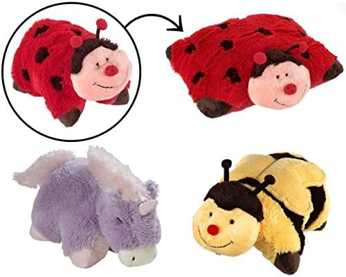 Winter Roads Pillow Pets 3 Pack Set Stuffed Animal Large Plush Kids Toys Ladybug Bee Unicorn 18โ