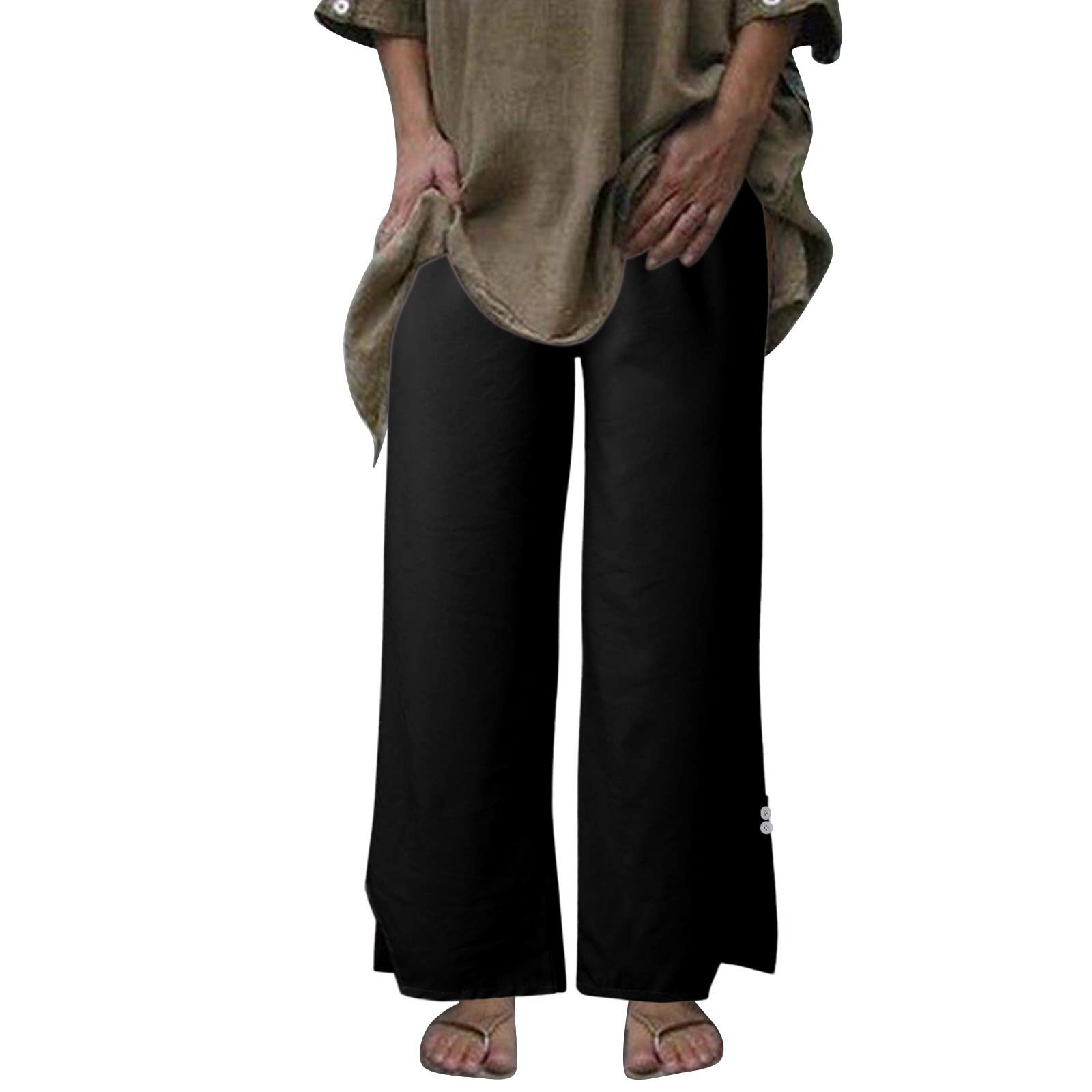 Womens Long Lounge Pants High Waist Drawstring Loose Fit Wide Leg Pants Casual Trousers Cuff Pant