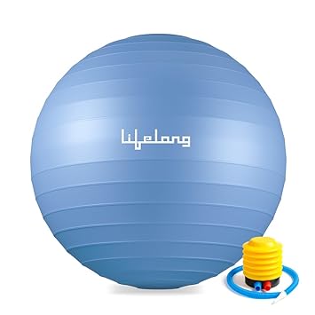 Lifelong 65cm Gym Ball w/Foot Pump | Anti‑Burst Swiss Ball for Exercise & Labor Support | Yoga/Birthing Ball for Pregnancy, Physiotherapy, Strength | Home Workout, Yoga, Pilates, Maternity Equipment