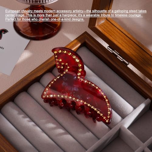 Pinza para cabello roja de acetato 3 pulgadas miniatura 4