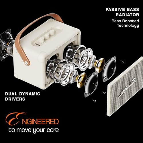 Image of GOBOULT Mustang GT 40, Dual Drivers, Bass Radiator, 6Hrs Battery, Metallic Grill, BTv 6, 40 W Bluetooth Speaker (Oxford White, Stereo Channel)