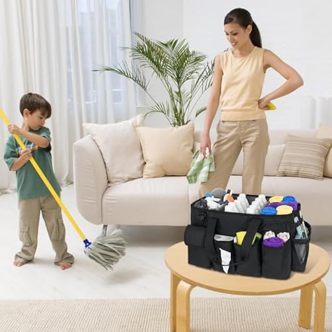 Cleaning Caddy Bag With Handle, Lightweight Design, 43x26x22.5cm, Removable Tool Organizer, Portable Storage Tote, Adjustable Strap, For House Car Women Camping Men Beach Kitchen Travel Bathroom