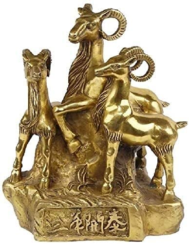 Mcnuss Feng Shui Zodiac Sheep Statue Home Decoration Crafts Pure Handmade Sculptures Table Decoration Three Yangkaitai Statues 0531 #TOP2