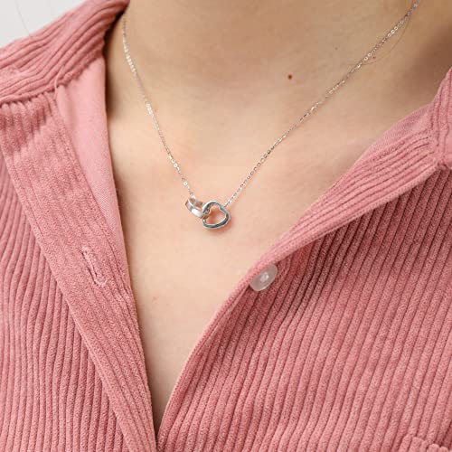 Gacimy Sterling Silver Heart Necklace for Women, Tiny 925 Sterling Silver Choker Chain with Double Open Heart Pendant Necklace for Women Girls - Image 3
