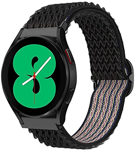 YOFUNTLE Bands Compatible for Samsung Galaxy Watch 4 44mm 40mm/Watch 4 Classic 46mm 42mm Band,Nylon Elastics Woven Replacement Strap Sport Wristband for Galaxy Watch 3 41mm/Active 2&1/Gear Sport-Black