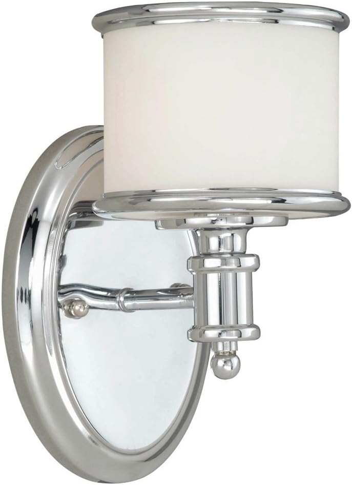 Vaxcel USA CRVLU001CH Carlisle 1 Light Transitional Wall Sconce Lighting Fixture in Chrome, Glass
