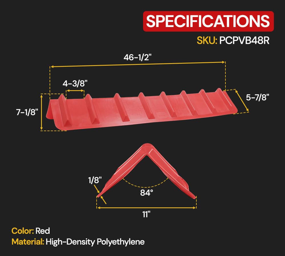 Mytee Products Protezione angolare a V per verricelli e cinghie a cricchetto, in plastica, per rimorchi a pianale piatto, confezione da 10, 20,3 x 20,3 x 121,9 cm, colore: rosso