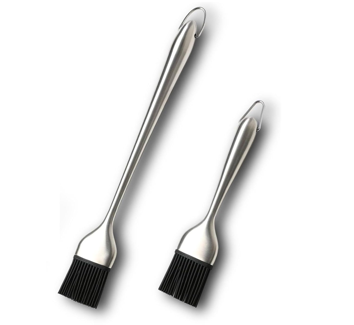 Baskety Basting Brush - Good Grips Flexible Heatproof Stainless Steel Pastry Brush with Back up Silicone Brush Head Resistant,Food Grade,Dishwasher Safe,BPA Free,Bristle Free (12 + 9 Inch (Pack 2))