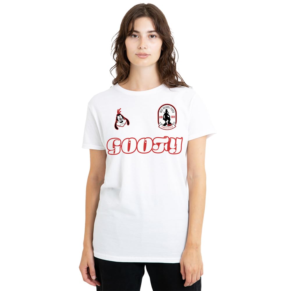 Disney Goofy Football Jersey Ladies T Shirt, White, Large