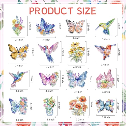 Imanes decorativos para refrigerador con arte de pintura diamante 16 piezas miniatura 6