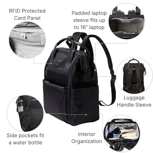 Baggallini Soho Backpack - Travel Laptop Backpack for Women - Lightweight Water-Resistant Luggage Bag, Black3