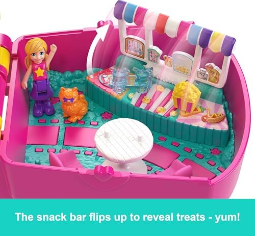 Polly Pocket mini bebek ve aksesuarları ile patlamış mısır temalı Kedicik Sineması mini oyun seti, mikro bebek ve kedicik figürü dahil 8 aksesuar, JFV01 - Görsel 6