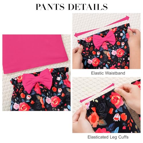 Image of SANMIO Toddler Girl Clothes Cute Ruffle Sleeve Shirt Floral Pants Headband