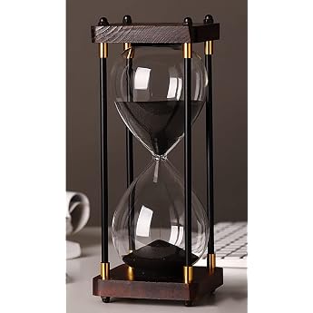 Vintage 1 Hour Glass Hourglass Hourglass Hourglass Timer 60 Minutes Hourglass Timer, Decorative Christmas New Year Birthday Tea Coffee Wood Frame Sand Timer Black, 60 minutes