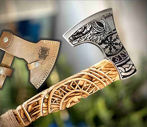 SHINY-CRAFTS-Viking-AxeHatchetThrowing-AxesHand-AxeGifts-for-himWood-Working-ToolViking-Gifts-for-MenCamping-HatchetTomahawkBearded-Axe