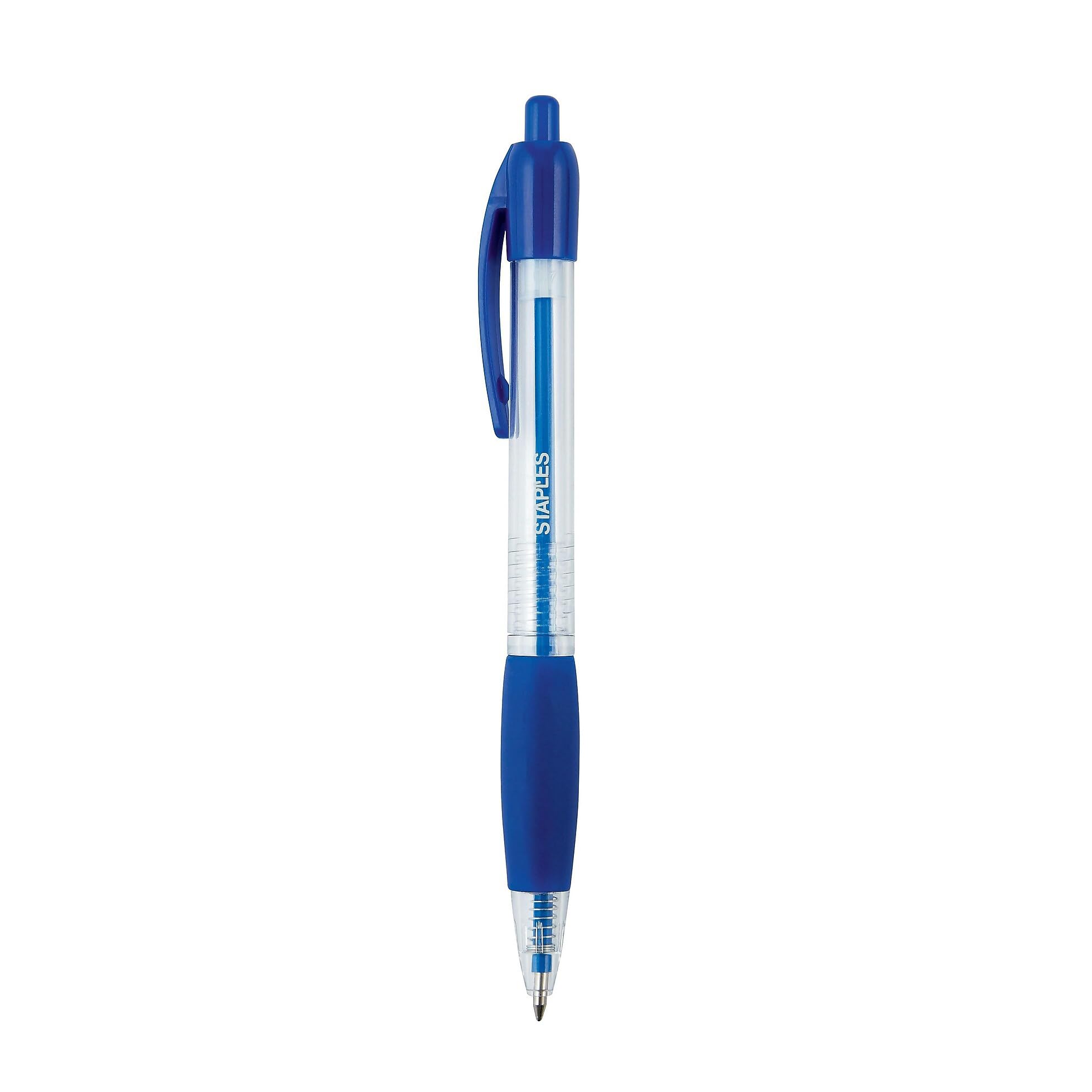STAPLES Retractable Ballpoint Pens, Medium Point 1.0mm, Blue Ink, 36 Pack – Smooth‑Writing Pens for Office, School & Notes
