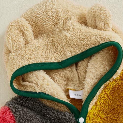 Fernvia Baby Boy Girl Fleece Romper Contrast Color Long Sleeve Hooded Jumpsuit Cute Fall Winter Clothes 3 6 12 18 Months4
