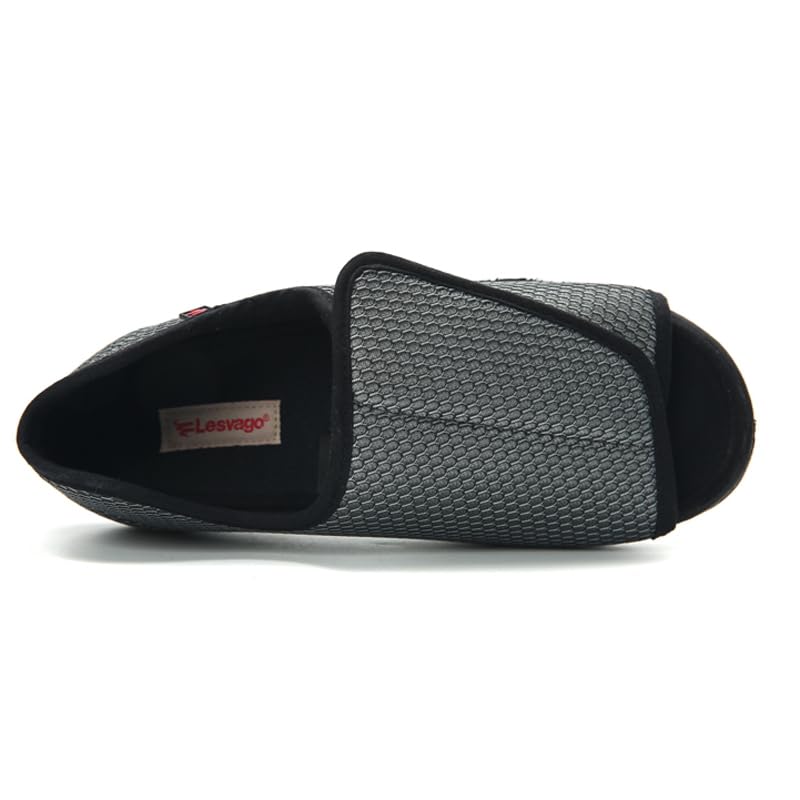 Zapatos para Personas Mayores de Ancho, con Zapatos para Caminar Ajustables de Espuma viscoelástica, para Diabetes y pies hinchados, Gris, 48