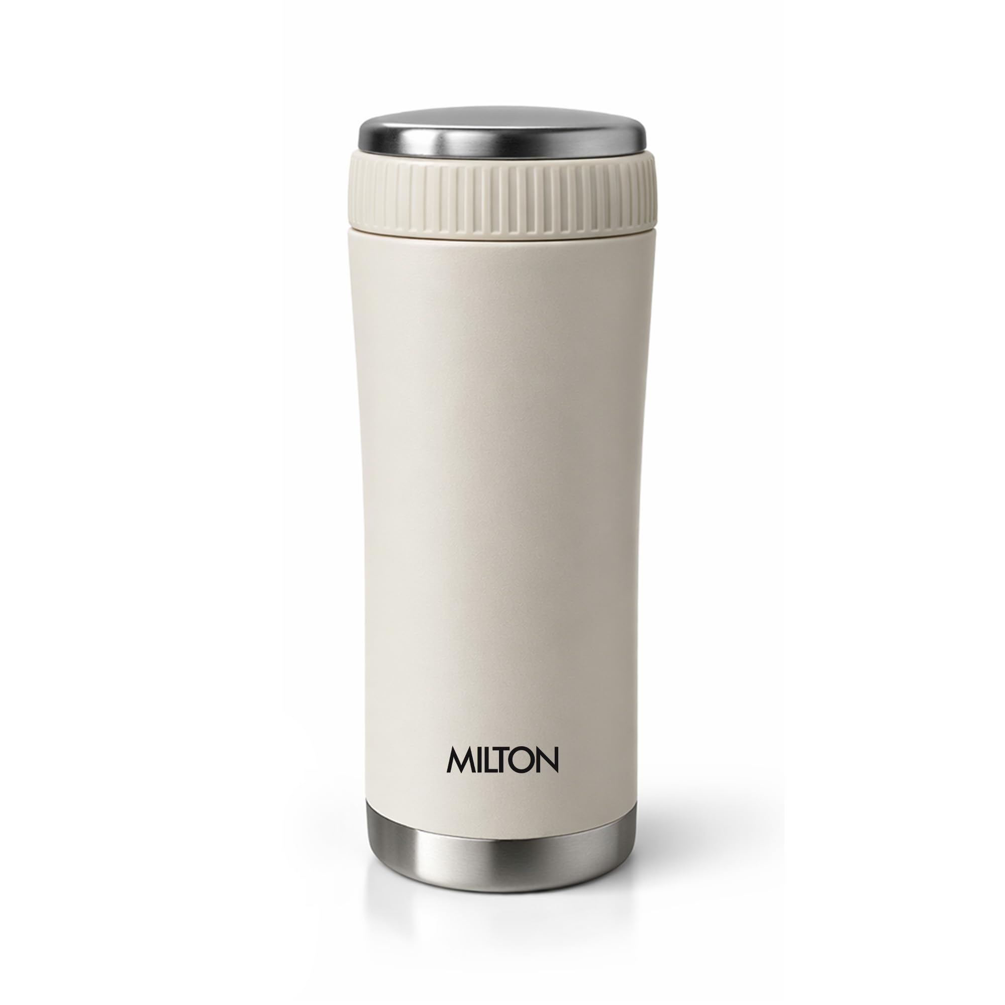 Milton Nexo 420 Thermosteel Hot and Cold Flask, 410 ml, Pearl Ivory | ISI Certified | Vacuum Insulated | Rust Proof | Leak Proof | Tea | Coffee | Juice