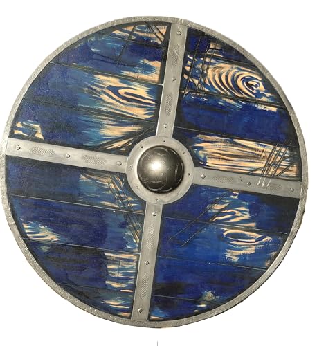Viking Shield 24/30/36 Battle-Ready Shield Wooden Shield Heavy Metal Fittings Shield Perfect Cosplay/Decorative Knight Viking Shield (36 Inch)