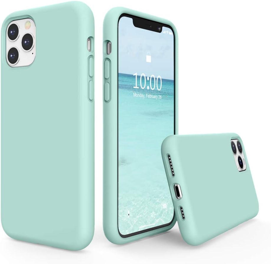 SURPHY Compatible with iPhone 11 Pro Max Case 6.5 inches, Thickened Liquid Silicone Phone Case (with Microfiber Lining) for iPhone 11 Pro Max 2019, Mint Green