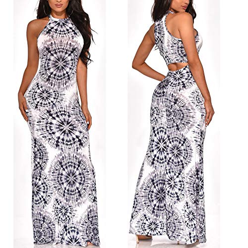 Women's Off Shoulder Elegant Maxi Long Dress White+Black L - Image 5