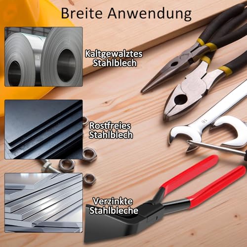 Falzzange 45°, 1 Stück Abkantzange Maulbreite 6cm, Biegezange Blechbiegezange, Biegezange Breit, Rot Blechbiegezange, Falzzange mit Griff und Handschuhe, zum Biegen und Glätten von Blechen