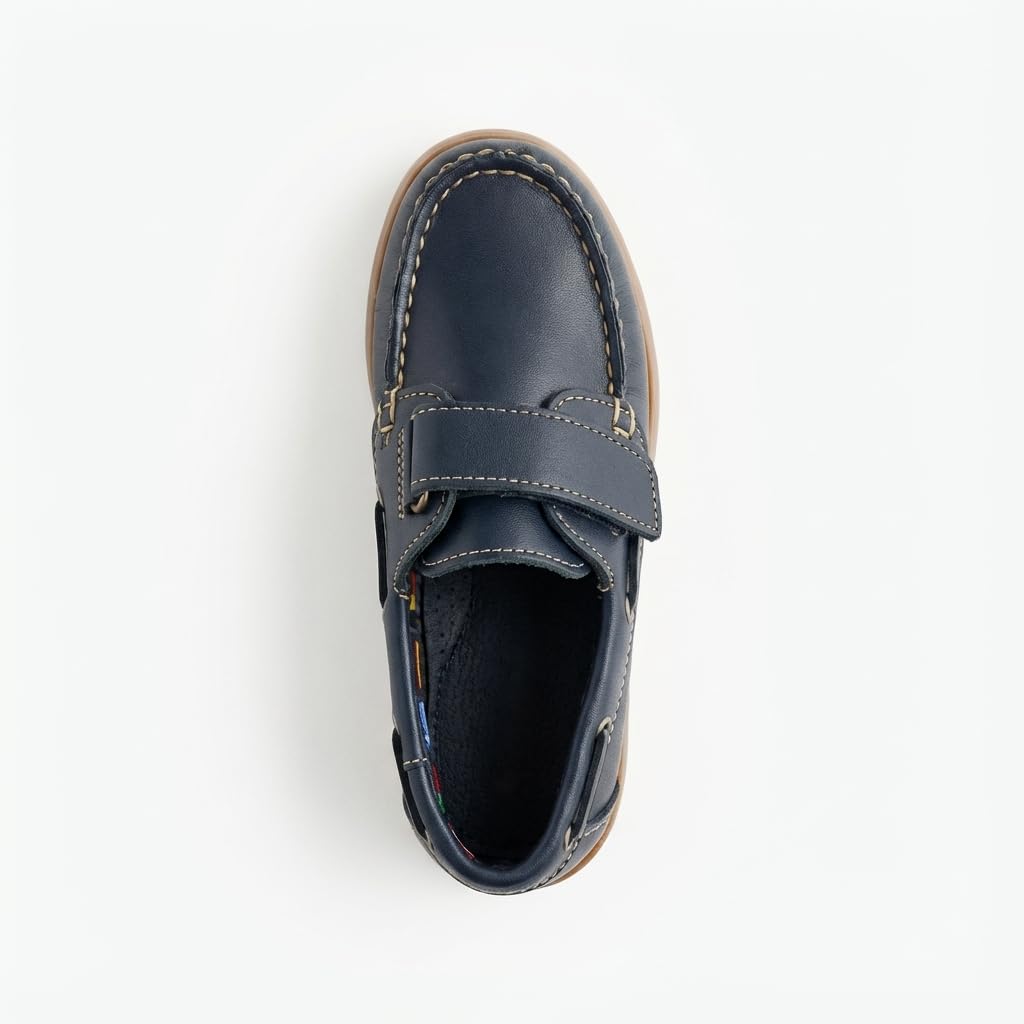 Zapatos Náuticos Niño Piel con Cordones para Colegio y Uniforme. Mocasines de Cuero y Serraje Suela Goma Antideslizante y Flexible. Calzado Infantil Escolar de Vestir Comunión Resistente y Cómodo