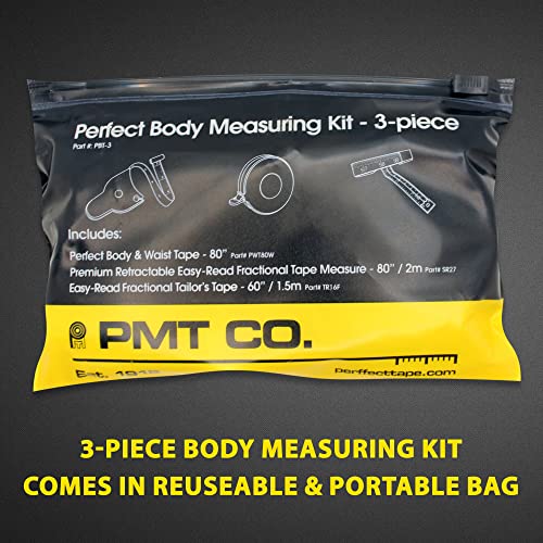 3 Piece Measuring Tape For Body Kit - Automatic Telescopic 80 Inch Tape Measure Body Measuring Tape For Weight Loss, Muscle Gain - Metric Body Measure Tape Retractable & Self-Tightening #TOP1