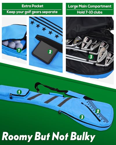 Big Teeth Golf Sunday Bag, Small Golf Bag Lightweight, Par 3 Golf Bag for A Few Clubs Driving Range, Practice with Carry Shoulder Strap Foldable Multi-Colour - image 6