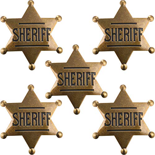 5 Pièces Badge de Shérif en Métal Badge de Costume Vieil Ouest Insigne de Jouet en Bronze Faveurs de Partie