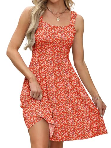 Image of QACOHU Summer Dresses for Women 2026 Sleeveless Square Neck Sundress with Pockets Casual Tank Beach Floral Boho Maxi Dress
